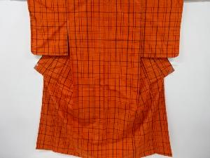 リサイクル　未使用品　格子織り出し米沢紬着物アンサンブル